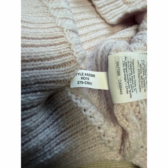 J. Crew Wool Blend Chunky Cable Azra Pom Sweater Women L Cream Ivory Cottagecore - Picture 6 of 7